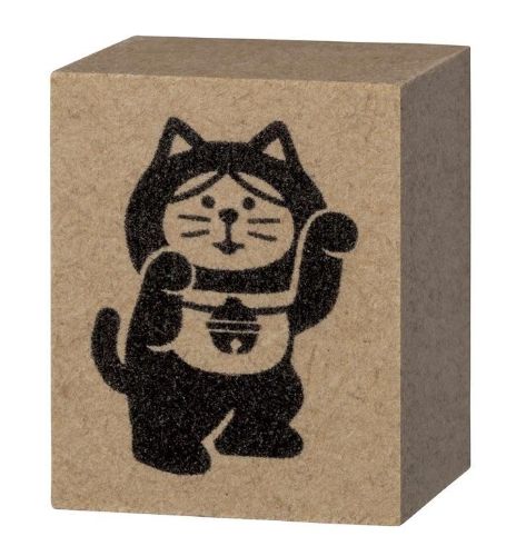 【予約販売】 concombre  made in japan FUKUMONOはんこ 踊る招き猫 左手上げ ZCB-35946