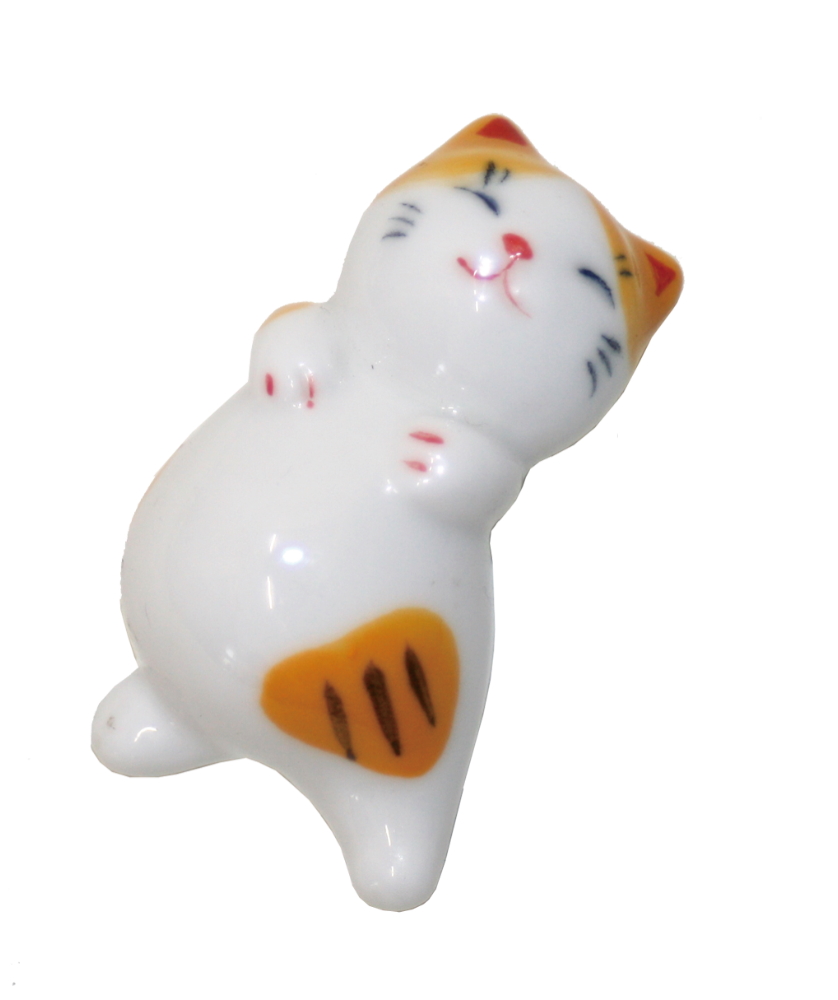 陶器 食器 猫箸置き 16.ぽっちゃり猫黄