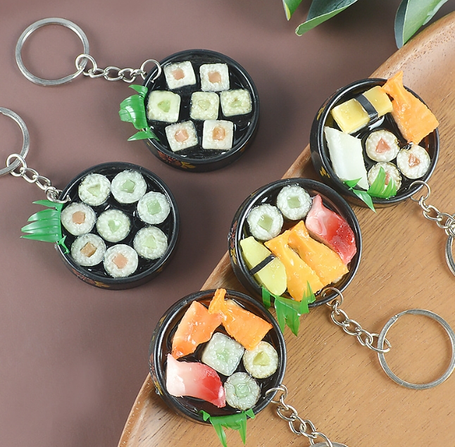 お弁当 お寿司  キーホルダー     韓国風    キーリング    プレゼント  バッグストラップ  DIY  小物