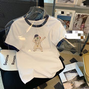 swag熊Tシャツ　アメリカンビンテージ　半袖　カジュアル　デイリーコーデ　韓国ファッション