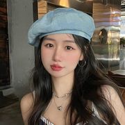 ベレー帽　デニム帽子　デザイン　韓国ファッション　レディース　春夏