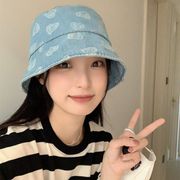 帽子　バケットハット　デニム　韓国ファッション　レディース　デザイン　ハート