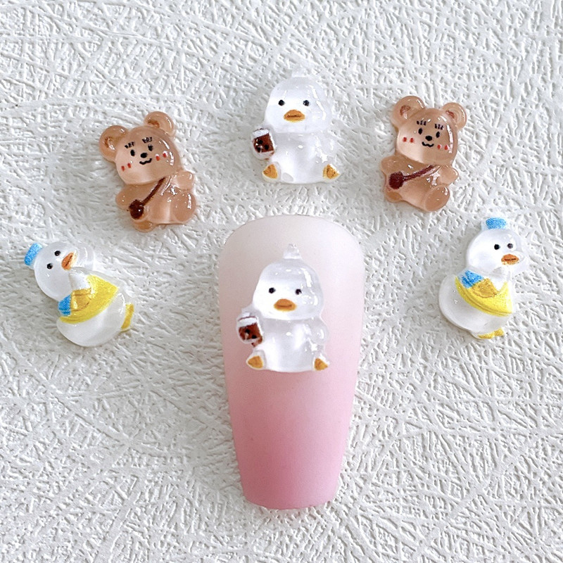アヒルネイルパーツ　オーダーページ ネイルパーツ アヒル 動物 8mm イエロー 鳥 50個 3D アニマル