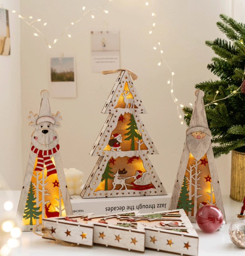 クリスマス    木製ランプ     置物    写真道具   置物    飾り     撮影道具