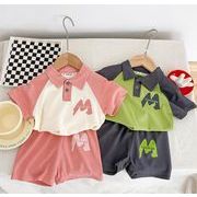 2ピース/セット韓国の子供服 半袖Tシャツショートパンツスーツ男の子服 女の子服  夏服  キッズ アパレル