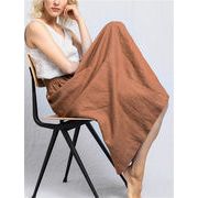 負担感のない綺麗さ  伸縮性のあるウエスト 綿麻ハーフスカート  大きいサイズ Aライン 大きいサイズ