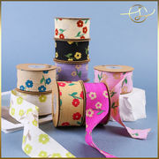 【8色】リボンテープ レトロ調ボタニカル ラッピング プレゼント ギフト 布小物 服飾 花束包装