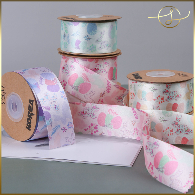 【4色】兎リボンテープ ウサギ ラッピング プレゼント ギフト 布小物 服飾 花束包装 手芸材料