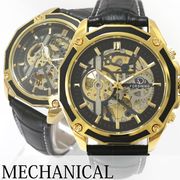 自動巻き腕時計 ATW041-YGBK オクタゴン フルスケルトン ゴールド 多角形 機械式腕時計 メンズ腕時計