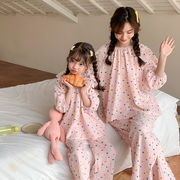 ★Girls＆Ladies★　子供パジャマ　長袖　ハート柄　上下セット　ルームウェア　韓国子供服