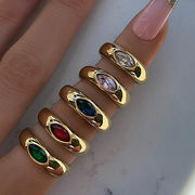 欧米 の新製品 Instagram 人気のジルコン指輪 ステンレス鋼 18k ゴールドメッキ 女性の指輪 ★リング