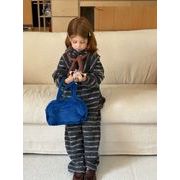 2025  秋新作 韓国風  子供服   ベビー服   トップス  ボーダー柄 +ロングパンツ  2点セット