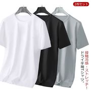 【2枚セット】メッシュTシャツ 半袖 Tシャツ メンズ クルーネック ドライ メッシュ t