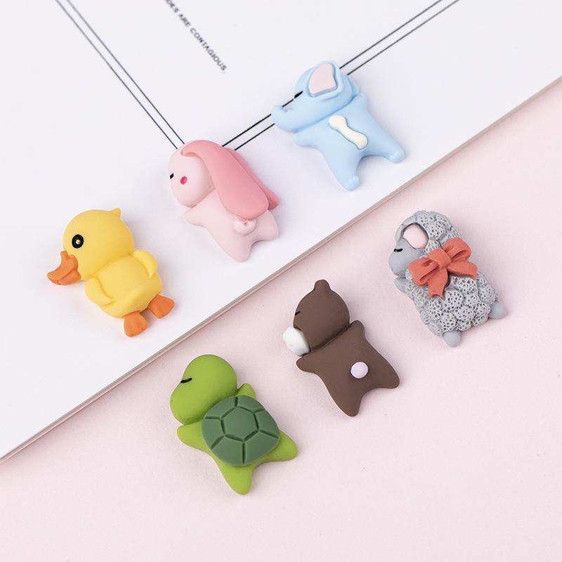 腹這い 動物たち キッズアクセサリー デコパーツ アクセサリーパーツ アヒル 兎 クマ 羊 貼り付けパーツ ニッコアリ  問屋・仕入れ・卸・卸売の専門【仕入れならNETSEA】