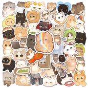 50枚/セット 新作 かわいい 猫のステッカー 動物アクセサリー 猫雑貨 防水 漫画の猫柄手帳用シール 装飾品