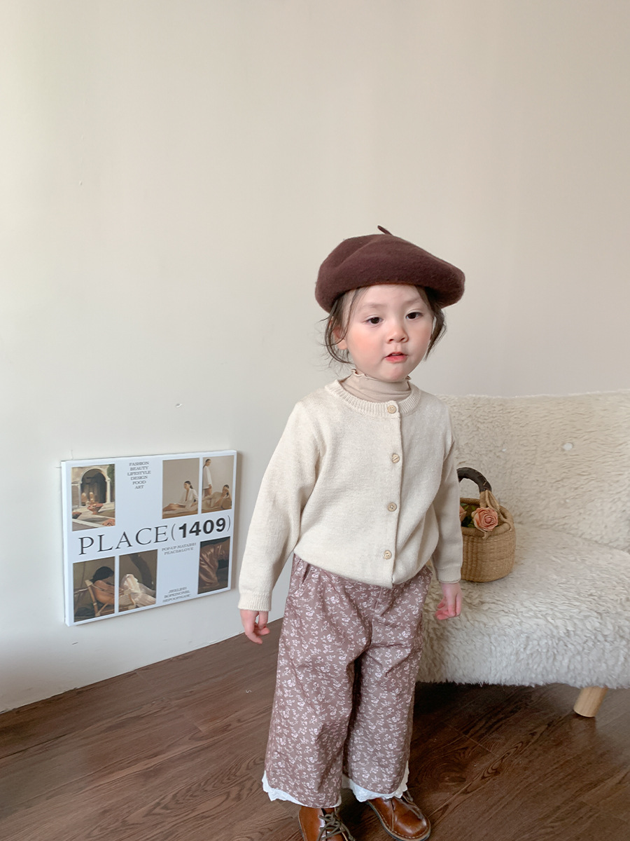 2023年春秋新作☆子供服☆女の子 ロングパンツ 花柄 西洋風