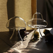 ガラスの花瓶 きのこ模様 花瓶 透明だ ガラス花器 水栽培 インテリア飾り 北欧風 ミニ花器 8*11cm