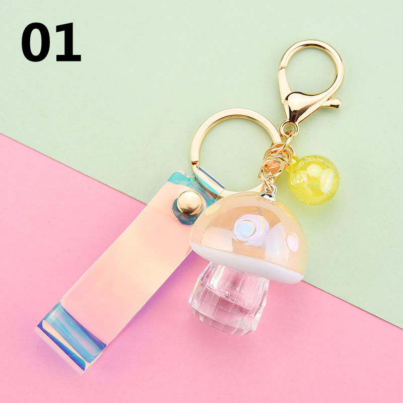 4色 きのこキーホルダー アクリル ライト付き 光るキノコ キー