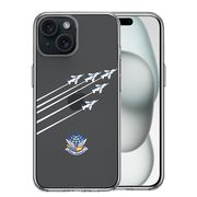 iPhone15 側面ソフト 背面ハード ハイブリッド クリア ケース シェル ブルーインパルス