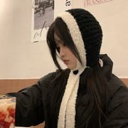 レディース帽子　ニットキャップ　リボン付き　韓国ファッション　デザイン　秋冬