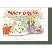 グリーティングカード クリスマス「おしゃれなドレスを着た猫と犬」メッセージカード