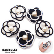 カメリア フラワーパーツ パール付き モノトーン 1個 ローズ バラ 薔薇