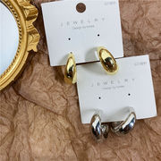 925銀針 ジオメトリ C字型の金属製イヤリング 半円ピアス ファッションアクセサリー