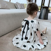 韓国子供服2022年夏の女の子の水玉模様の子供用パフスリーブプリンセスドレススカート
