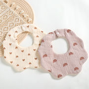 お食事エプロン よだれ掛け  花びら  子供用よだれタオル  360度回転可能  新生児  赤ん坊