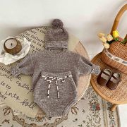新品　子供服　女の赤ちゃん　キッズ服　ニット　厚い　綿　セーター　帽子付き　セットアップ