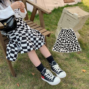 春の子供用スカート 韓国の子供服 チェッカーボードスカート フィッシュテールスカート