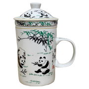 陶器 食器 茶こし付き マグカップ 白パンダ