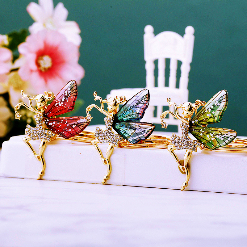 ファッション小物 可愛い ダイヤモンド蝶バレエ キーホルダー  バレエアクセサリー  バレエの雑貨