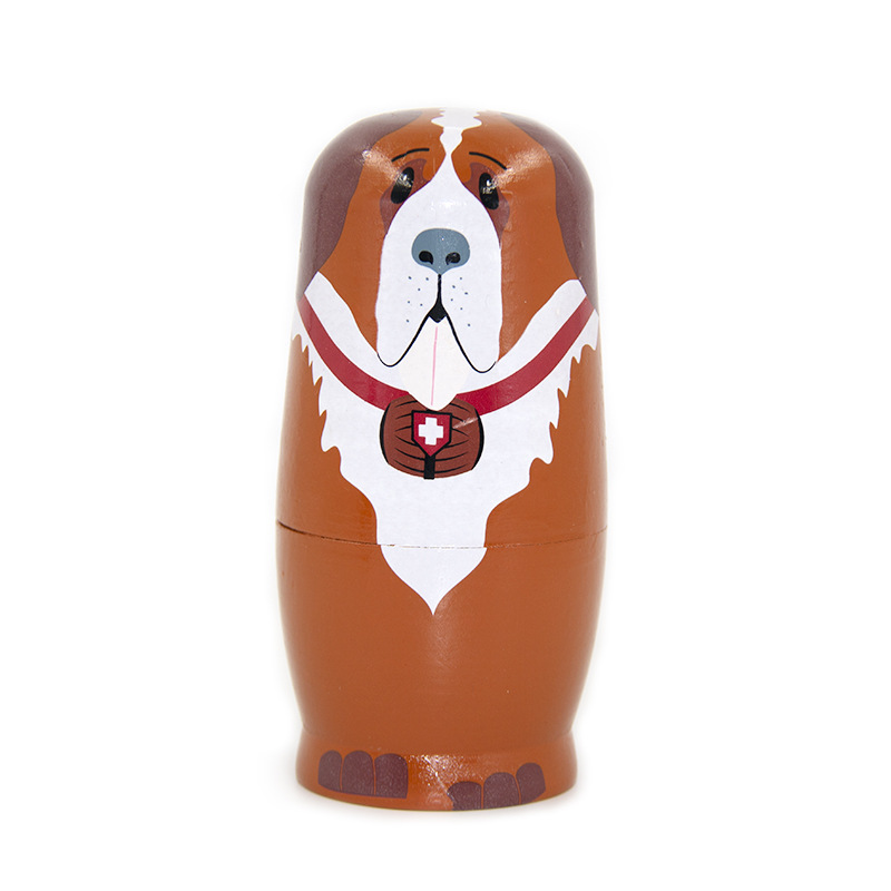 マトリョーシカ人形 5層 犬 マトリョーシカ 木製品 工芸品