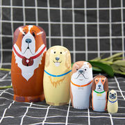 マトリョーシカ人形 5層 犬 マトリョーシカ 木製品 工芸品