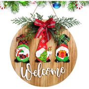 クリスマスリース 30cm クリスマス飾り ドア 玄関リース Welcome プレート ガーランド 壁掛け インテリア