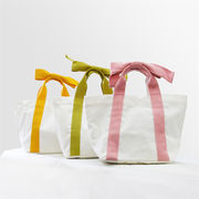 3色 無地のキャンバスバッグ ハンドバッグ かわいい 収納袋 ランチバッグ 弁当袋