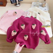 ★Girls★　子供セーター　80~130cm　ラウンドネックイチゴニット　韓国キッズファッション