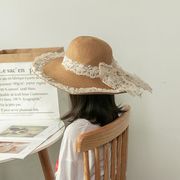 ロリータ可愛い甘夏レース編みリボン草編みアウトドアカジュアルレディース帽子