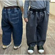 冬新作　韓国風子供服  ボトムス    裹起毛  ジーンズ  デニム  ズボン   パンツ   2色