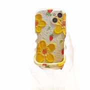 油絵黄色の花ブラケット iphone14Promax アップル 13/12/11 携帯電話ケース x