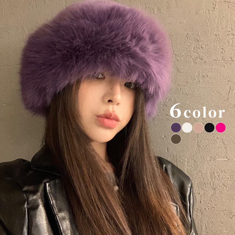 帽子　ファー帽子　レディース　韓国ファッション　デザイン　秋冬　6colors