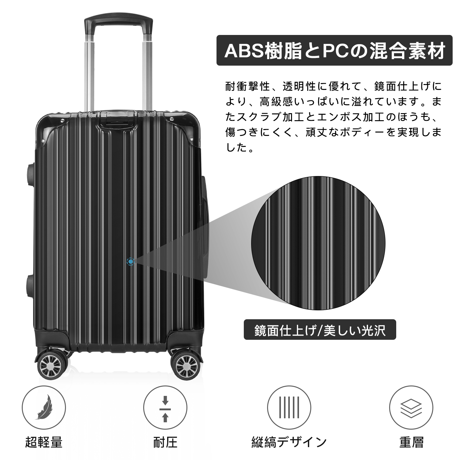 VARNIC スーツケース キャリーバッグ キャリーケース 大容量 軽量 旅行