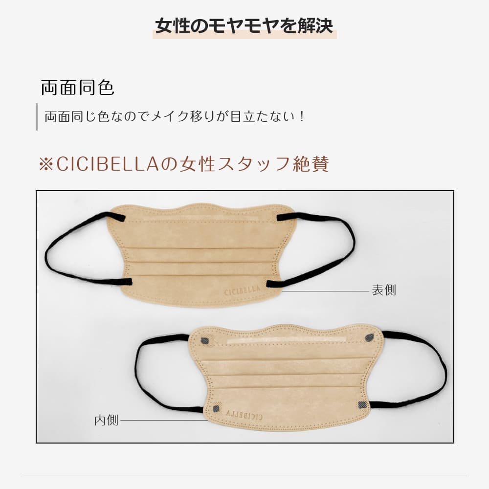 CICIBELLA 4Dマスク ホワイト バイカラー 不織布マスク - 衛生医療用品