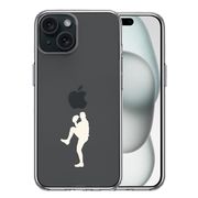iPhone15 側面ソフト 背面ハード ハイブリッド クリア ケース 野球 ピッチャー ホワイト