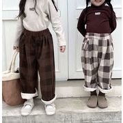 ★Girls★　裏起毛子供パンツ　90~140cm　チェック柄ストレートパンツ　韓国キッズファッション
