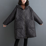 初回送料無料　秋冬の新作　厚手保温フード付きゆったりサイズ綿入れコート　カジュアルコート