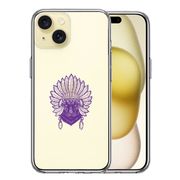 iPhone 15 Plus 側面ソフト 背面ハード ハイブリッド クリア ケース ネイティブアメリカン ヒョウ 豹