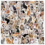 100枚/セット かわいい 猫のステッカー 人気のステッカー diy装飾品 防水 漫画の猫柄手帳用シール 猫雑貨