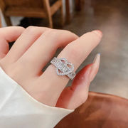 韓国ファッション ジルコン 可愛い ハート型のリング シルバー  高級リング レディース アクセサリー 指輪